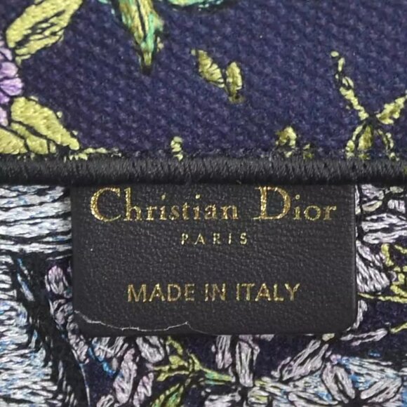 Auth Christian Dior Book Tote Large Handbag Tote Bag Navy Canvas - Picture 4 of 14